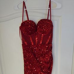 Formal Red Sequins Dress- M