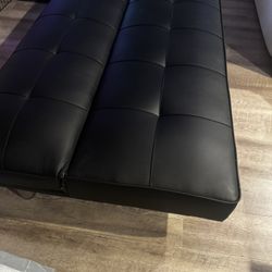 Faux Leather Foldable Couch- Black