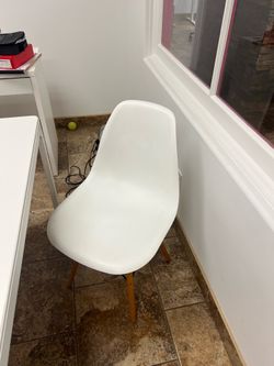Mid-century modern white chairs