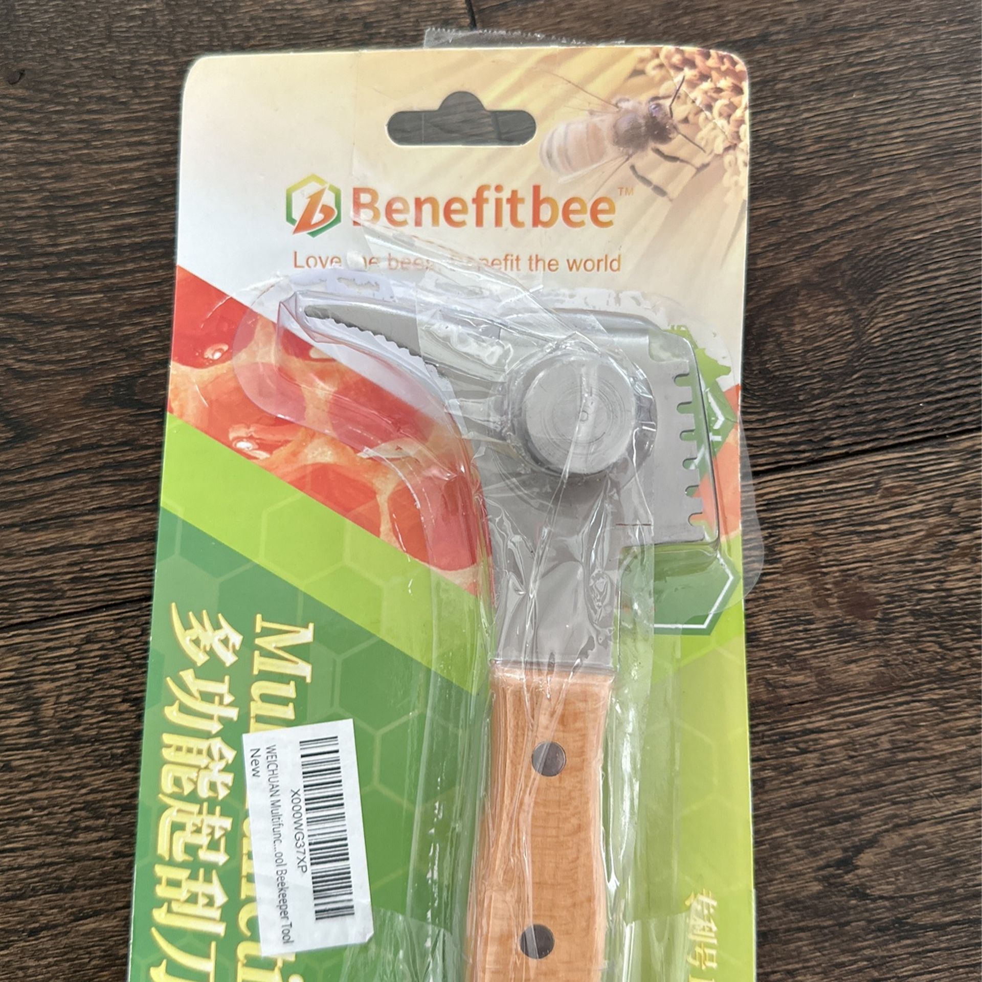 WEICHUAN Multifunction Hive Scraper Tool with Wooden Handle - Beekeeping Equipment Bee Hive Hand Tool Beekeeper Tool