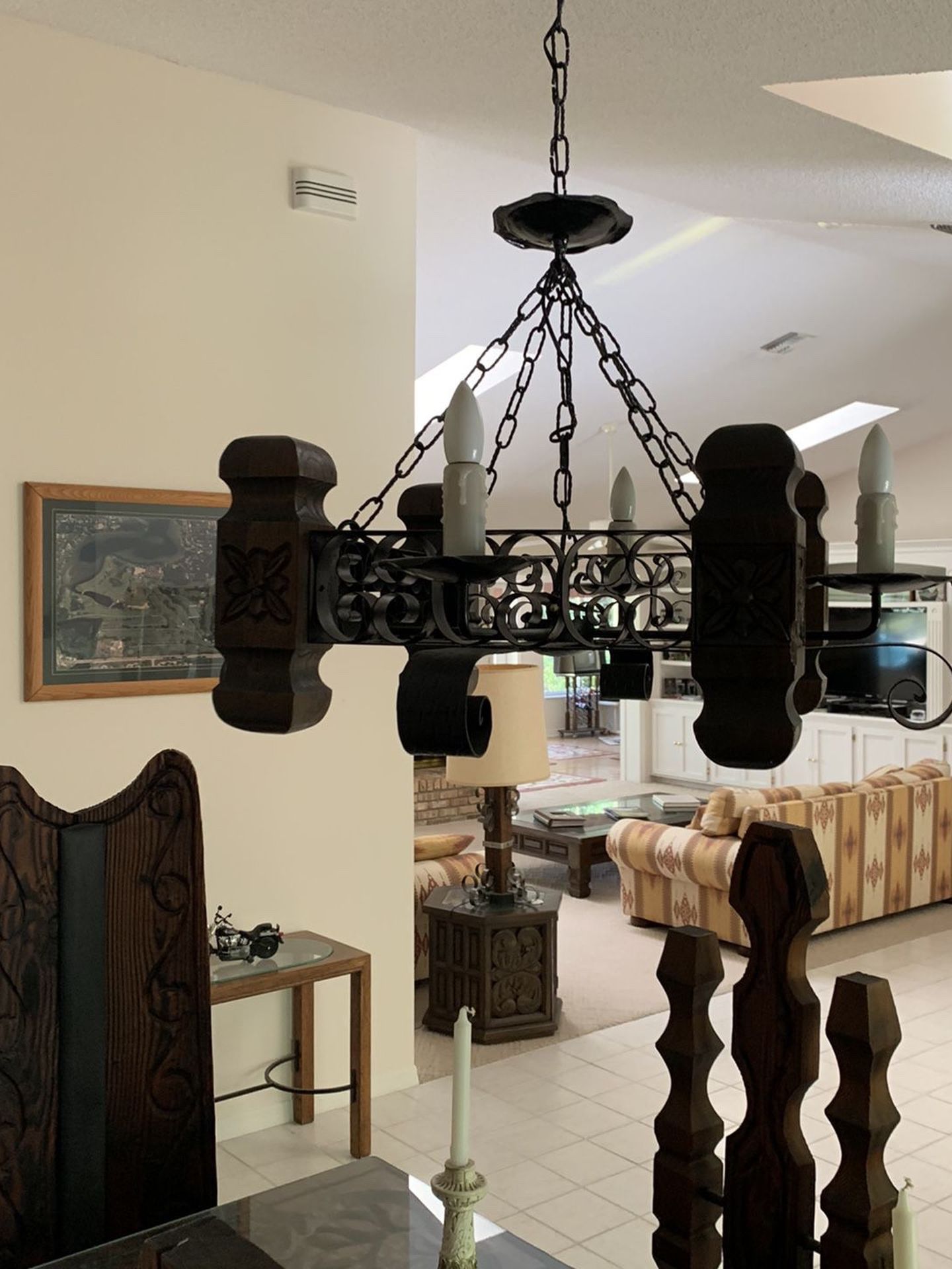 Wooden medieval style chandelier