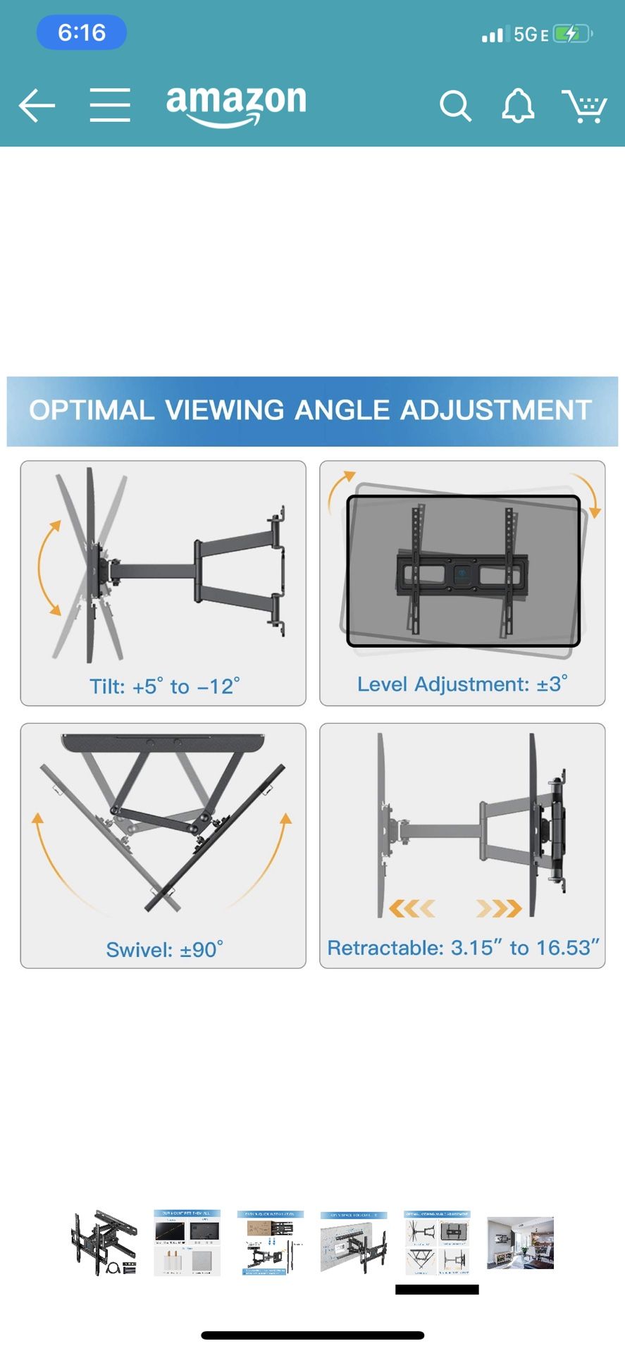 TV full motion wall mount