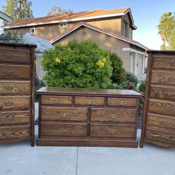 Solid Oak Wood Dresser Chest of Drawers Furniture USA MADE