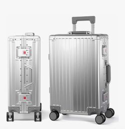 All Aluminum Carry On Luggage 22x14x9 sliver 20inch Airline Approved, Hard Shell, Aluminum Suitcase, Zipperless
