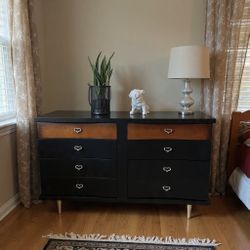 Modern Black Dresser, Solid Wood, MCM 