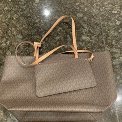 Michael Kors MK Hayley Signature Hand Bag Tote Leather Purse w/ Wallet Set