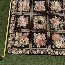 a floral tapestry or needlepoint rug 5 Ft By 5 Ft