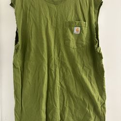 Rare Carhartt Sleeveless Pocket T-Shirt Size Large Green