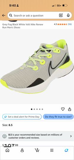 Grey Fog Black White Volt Nike Renew Run Men's Shoes