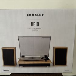 Crosley CR6043A-NA Brio Bluetooth Turntable Shelf System with Included Speak