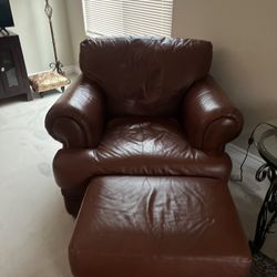 Beautiful Leather Chair And Ottoman