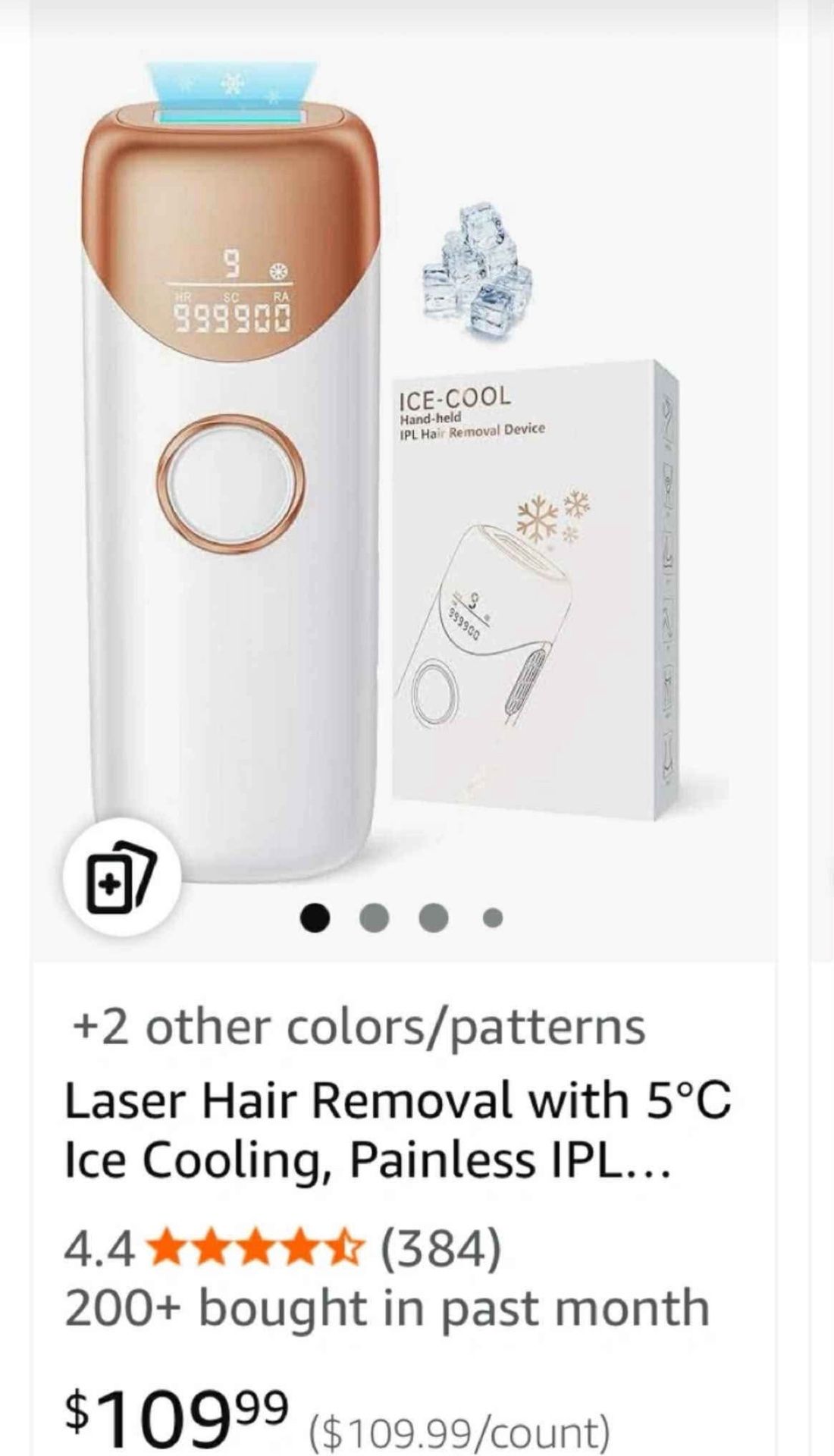 ICE-COOL Hand-held IPL Hair Removal Device - (NEW) Open box item