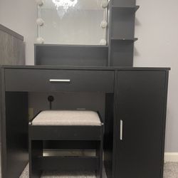 Make-up Vanity Table/Desk with LED Lights Mirror and Chair
