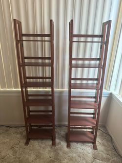Folding Wooden Ladder Bookshelf Set of 2