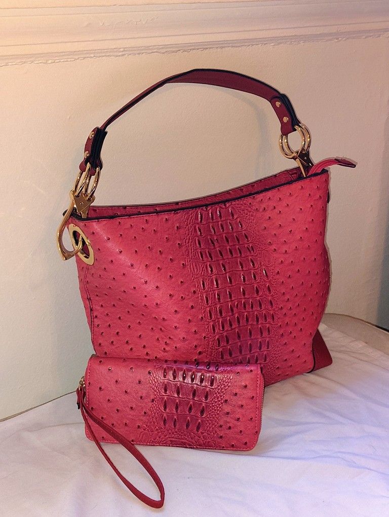 Pink Purse And Wallet Set