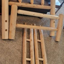 TwinXL log bed headboard, footboard,  logged sides