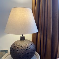 Vintage Pierced Table Lamp – Boho / Mediterranean Style (With Shade)