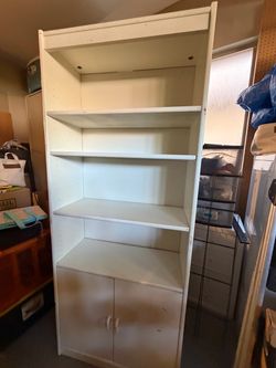 White Bookcase with Bottom Cabinet