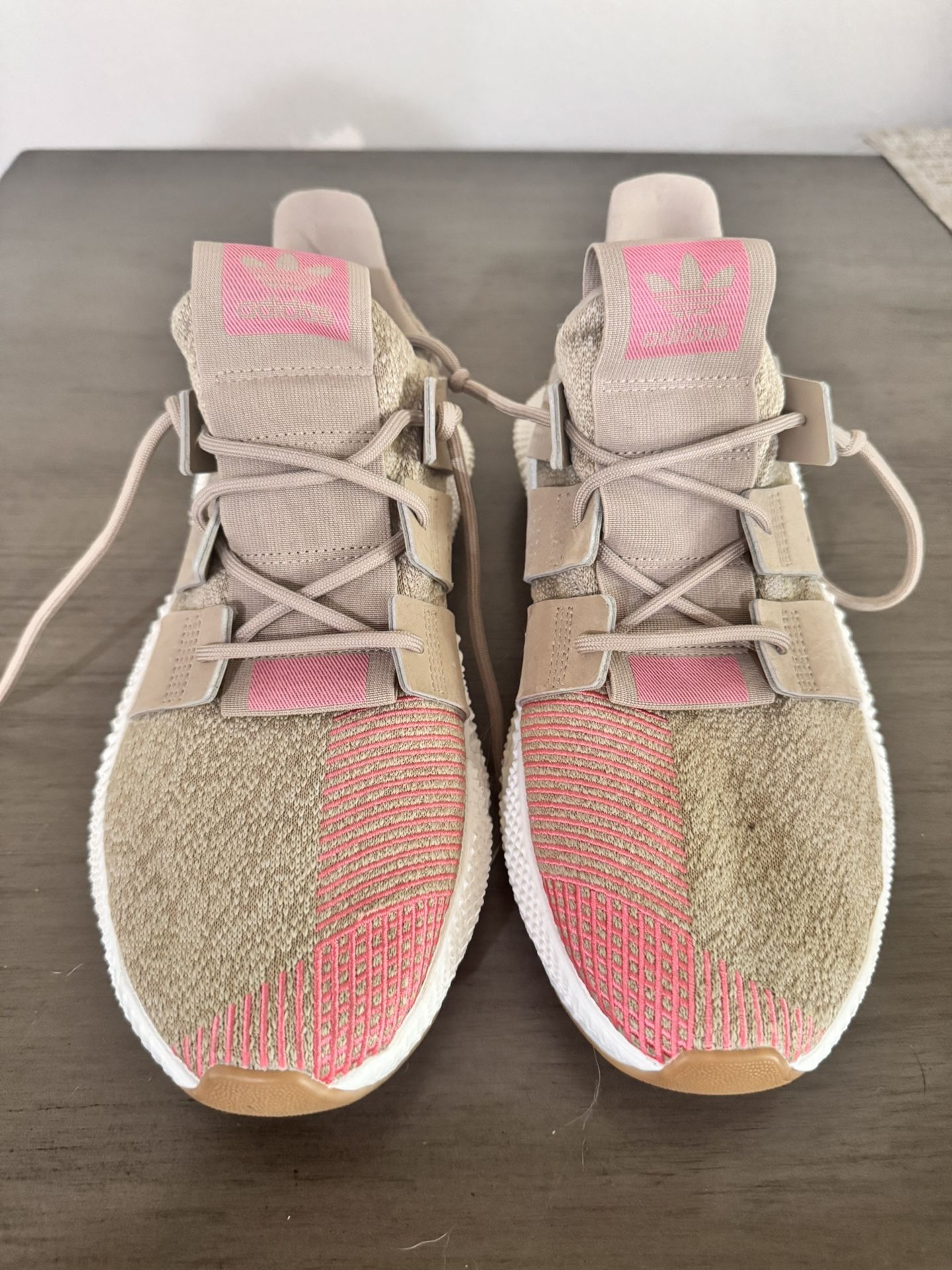 Adidas Art Athletic Beige & Pink Footwear Slip On Shoes Men 10,5