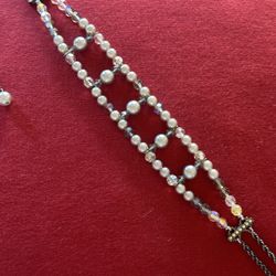 CRYSTAL-EMBELLISHED FAUX-PEARL NECKLACE