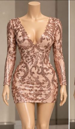 Rose Gold Sequin Bodycon Mini Dress
