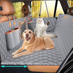 Back Seat Extender for Dogs, Dog Car Seat Cover with Hard Bottom Dog Car Seat Bed Waterproof Dog Hammock for Car Pet Backseat Protector with Mesh Wind