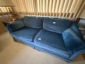 Blue Velvet Upholstered Sofa