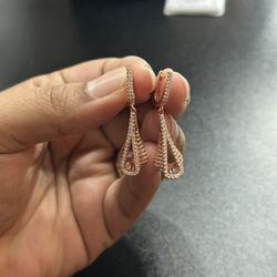 Rose Gold Over 925 Sterling Silver, Lever Back Earrings , AAACZ Stones