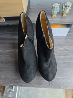 Black Suede Heeled Ankle Boots