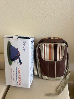 Moving sale- tent- cooler, Jabra, mug warmer, Life Jacket, coffee maker, rocking chair