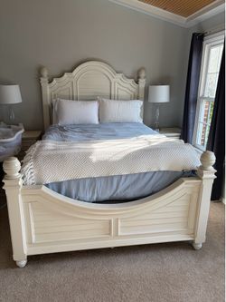 Ashley Furniture Queen White Wood Bed Frame