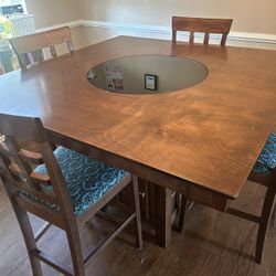 Large Bar Height Dining Table W/4 Chairs 