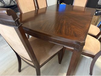 Macy’s credenza cabinet collection Dining set with 6 chairs, and curio.