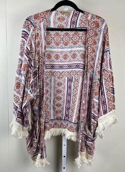 Democracy Size M Kimono Topper cardigan Geometric fringe Southwestern. Up to $25 NOW $10