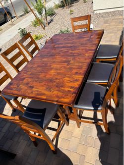 Counter height wood dinning table