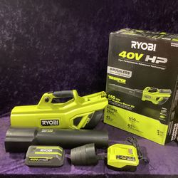 🧰🛠RYOBI 40V HP Brushless WHISPER 160MPH/650CFM Leaf Blower w/4.0Ah Batt & Charger-LIKE NEW!-$170!🧰🛠 