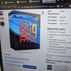 Intel i9 - 9990k Processor. LGA 1151. 300 Series.