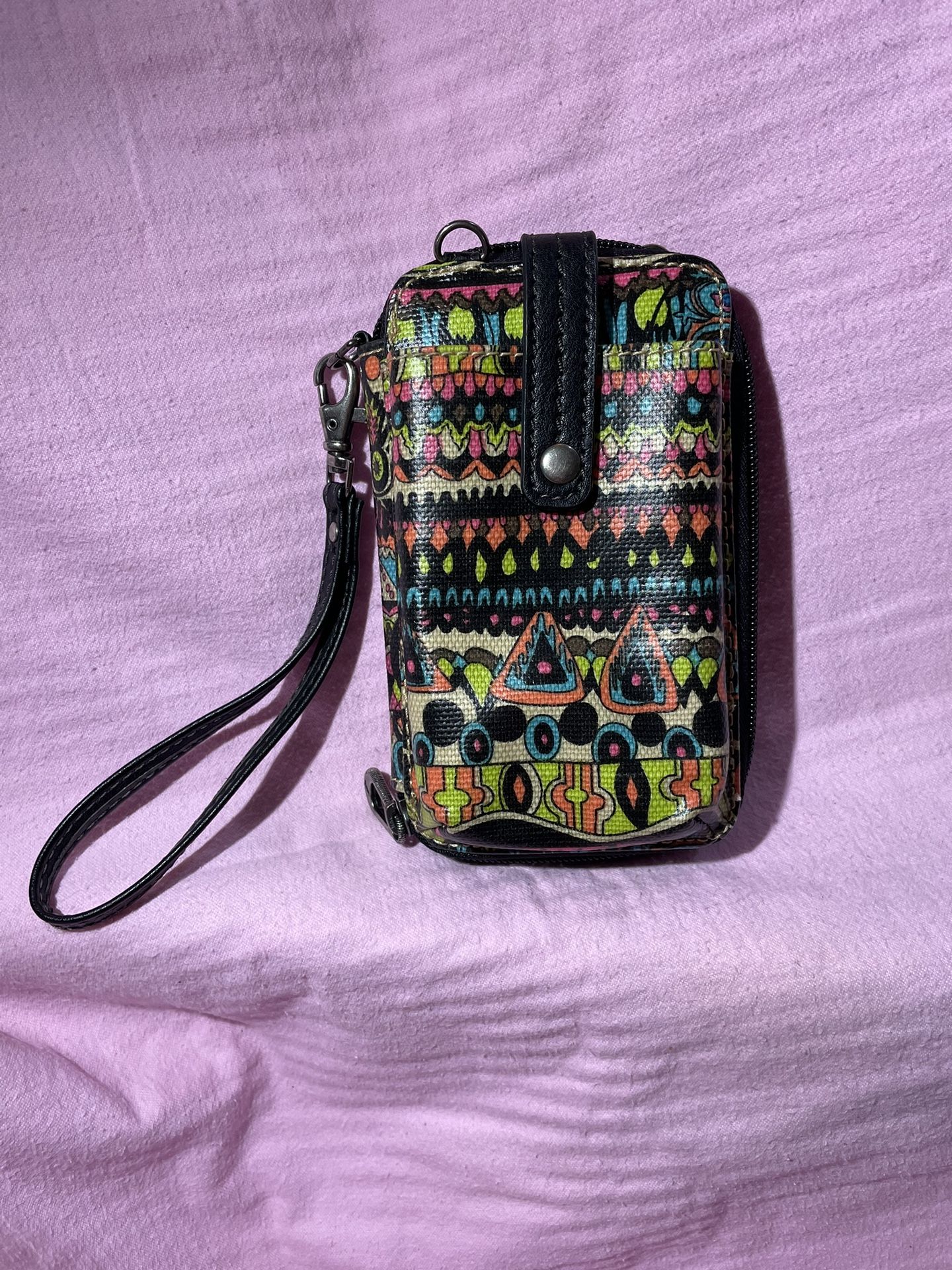Black Youthful Printed Wristlet