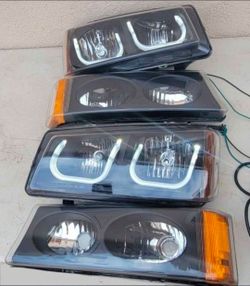 03-06 Chevrolet Silverado Avalanche LED DRL Headlights Luces Micas Calaveras Faros Faroles Focos Chevy