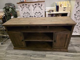 Rustic Wood TV Stand with Cabinet Storage