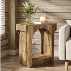 Farm style Wood End Side Table with Storage