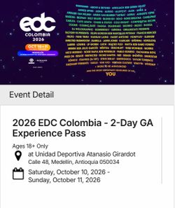 EDC COLOMBIA TICKETS