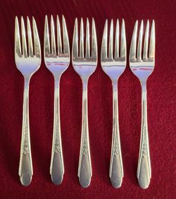 Vintage Vm Rogers & Son IS Forks Silverware Flatware set of 5