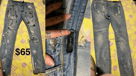 Amiri Distressed Paint Splatter Jeans