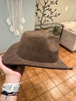 Brown Suede Wide Brim Hat - Cowgirl