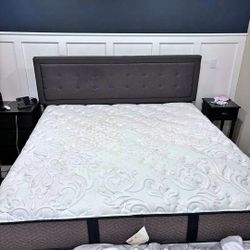 Very Nice King Northwest Bedding Mattress, Boxsprings and Metal Bed Frame 