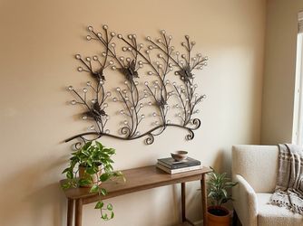 Metal Butterfly & Crystal Branch Wall Art Dec