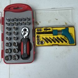 Like New Husky 25 piece dual sided stubby socket set plus Makita driver set