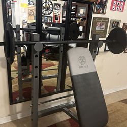 Exercise, Bench, Incline, And Flat With Weight Leg Express Barbell With 10