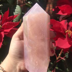 Aura Rose Quartz Crystal Tower